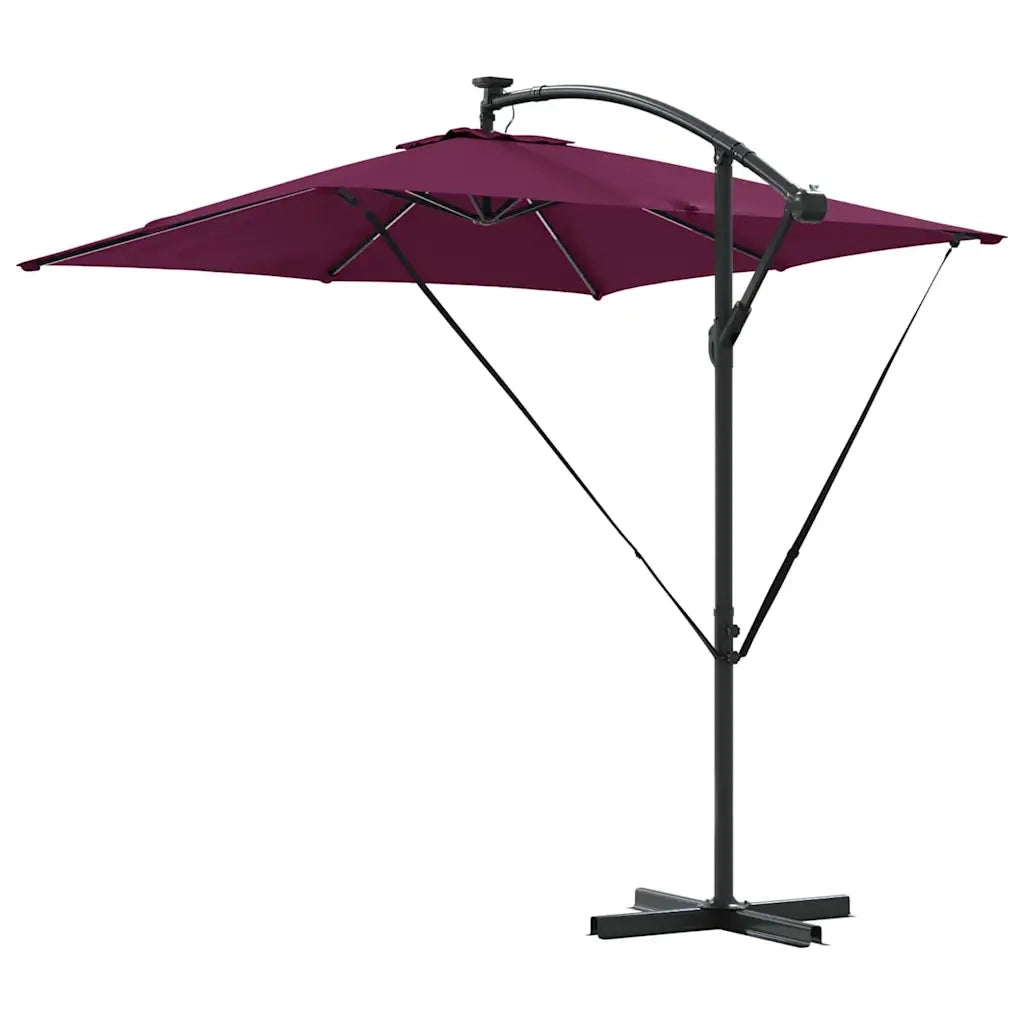 Ombrellone con strisce LED-Ombrello da giardino Rosso Bordeaux 249 x 249 x 250 cm