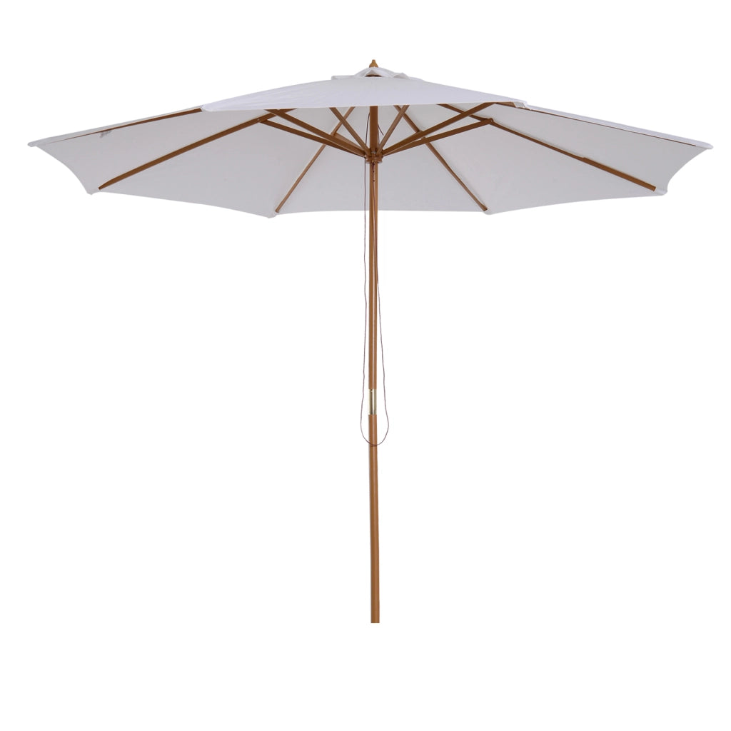 Parasole da giardino ¨C Minimal ¨C doppio tetto in legno e polyester, bianco, ? 3x2,5 m