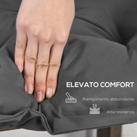 Cuscino per Panchina da Giardino 100x40cm con Laccetti e Imbottitura Spessa Grigio Scuro