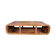 Tavolino basso CURVIA 100 cm in legno di Sheesham - Design moderno con nicchie aperte