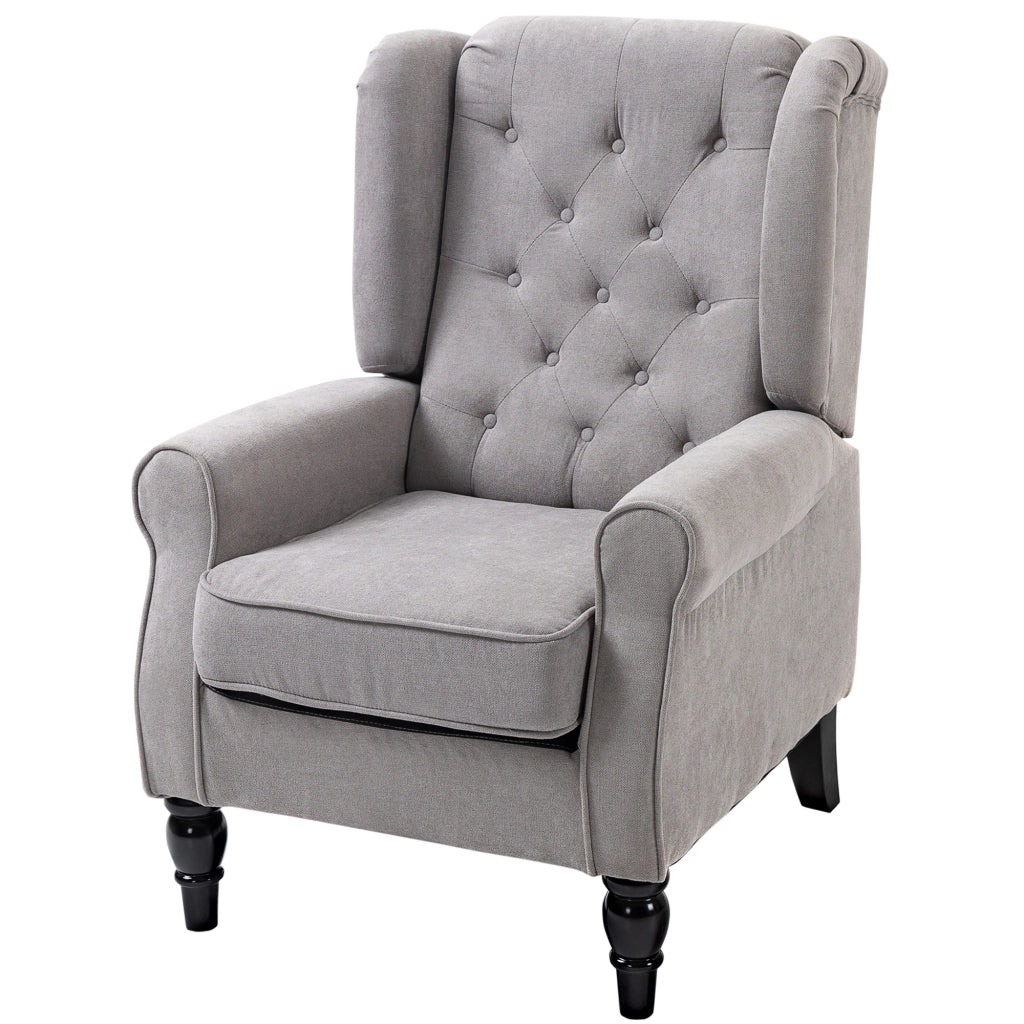 Poltrona capitonnata con braccioli e gambe in legno ¨C zephmum ¨C grigio 74x86x102 cm