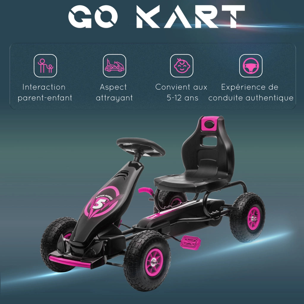 Kart a pedali per bambini ¨C zephmum ¨C rosa nero regolabile
