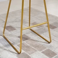 Set 2 Sgabelli da Bar Alti con Schienale e Poggiapiedi per Salotto o Cucina Stile Moderno, Cuscino in Velluto e Struttura in Metallo, 52.5x47x97cm, Nero e Oro