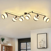 ZMH Faretto da soffitto neri 6 luci E14 tessuto retrò girevoli 350° per soggiorno camera letto senza lampadina