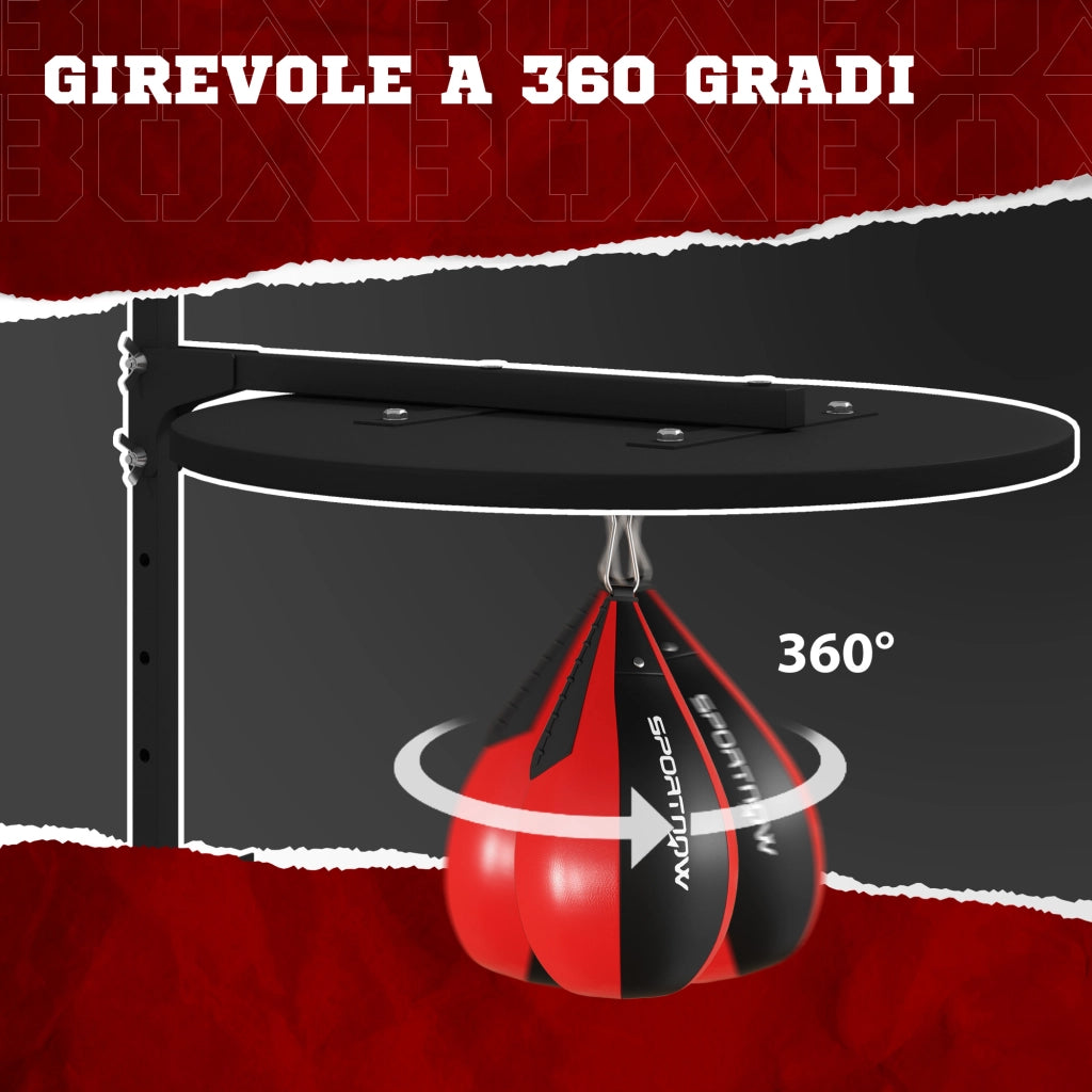 Punching Ball a Muro con Speed Bag ¨C zephmum ¨C Nero e Rosso, Regolabile 7 Altezze, 360¡ã