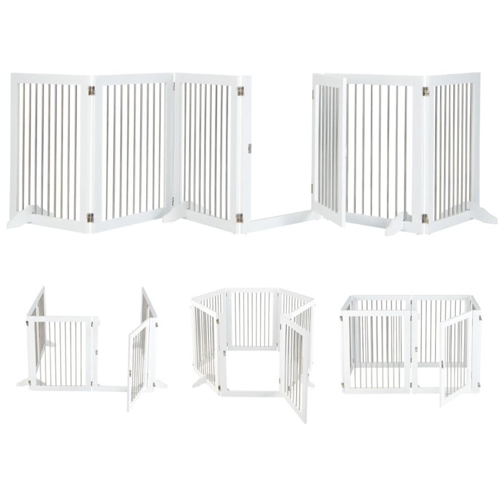 Recinzione per animali domestici con 6 pannelli, Box per animali domestici 366x80cm Bianco-Cancelli