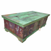 Tavolo cotenitore in legno con finitura marrone artigianale, 127x65x40h cm