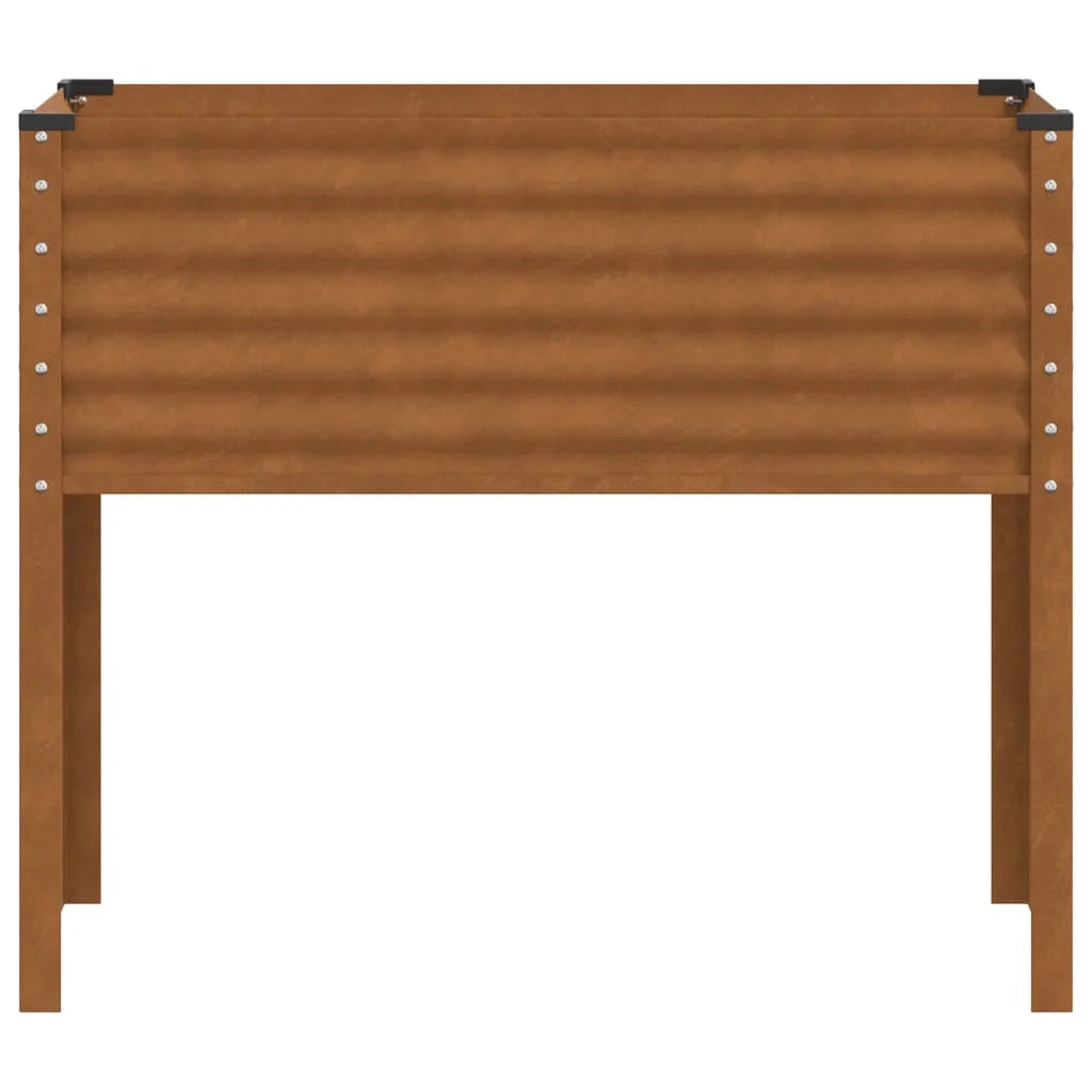 Fioriera rialzata per piante fiori terrazza giardino 100 x 41 x 90 cm acciaio resistente alle intemperie marrone 02_0037276