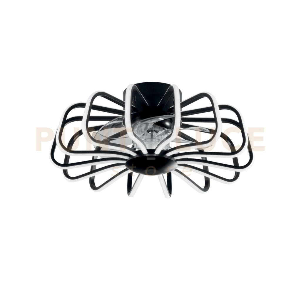PLAFONIERA LED VENTILATORE GRECALE NERO 80W 8470LM CCT DIMMERABILE Wi-Fi 50X20,7CM