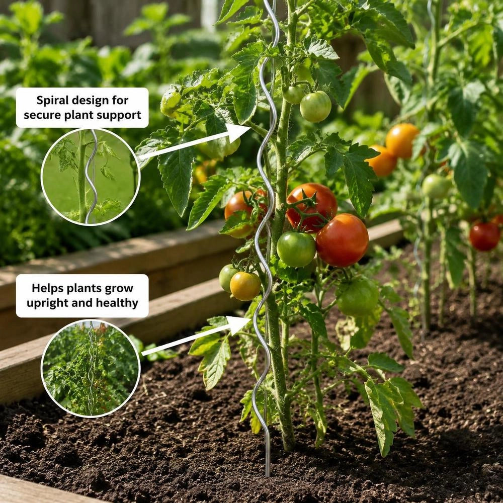 Tomato Spiral Stakes, 20 Pieces, 170 Cm, Galvanized Steel