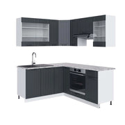 Cucina angolare completa Fame-Line Antracite rustico/Bianco 190 x 60 cm, PL Marmo Vicco