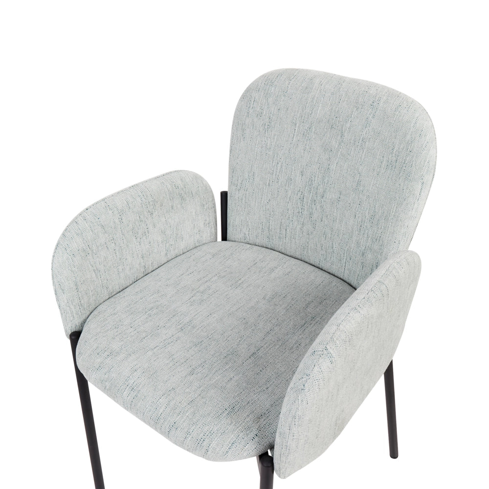 Set di 2 sedie da pranzo in tessuto verde menta imbottito con gambe nere Stile retrò Mobili per il soggiorno