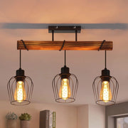 ZMH Lampada da soffitto 3 luci design retrò nero metallo E27 senza lampadina