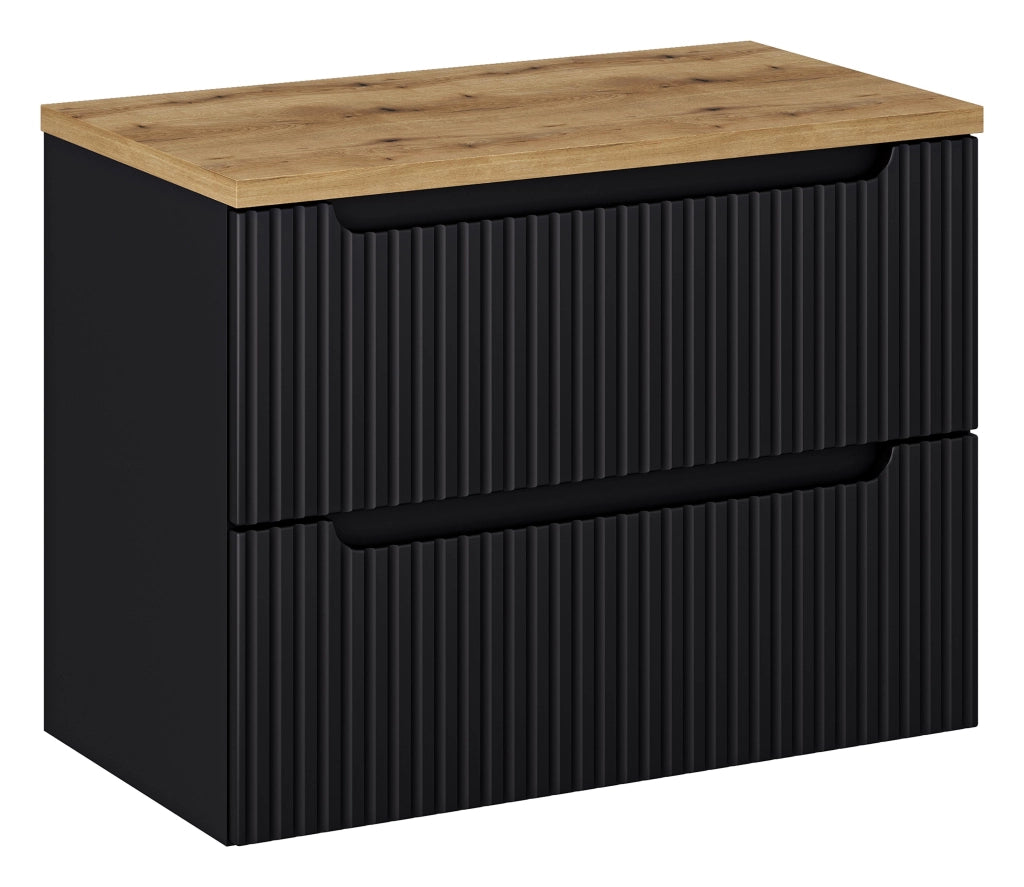 Set mobili bagno 80 cm con piano Nova Black 80 x 1401 x 40 cm