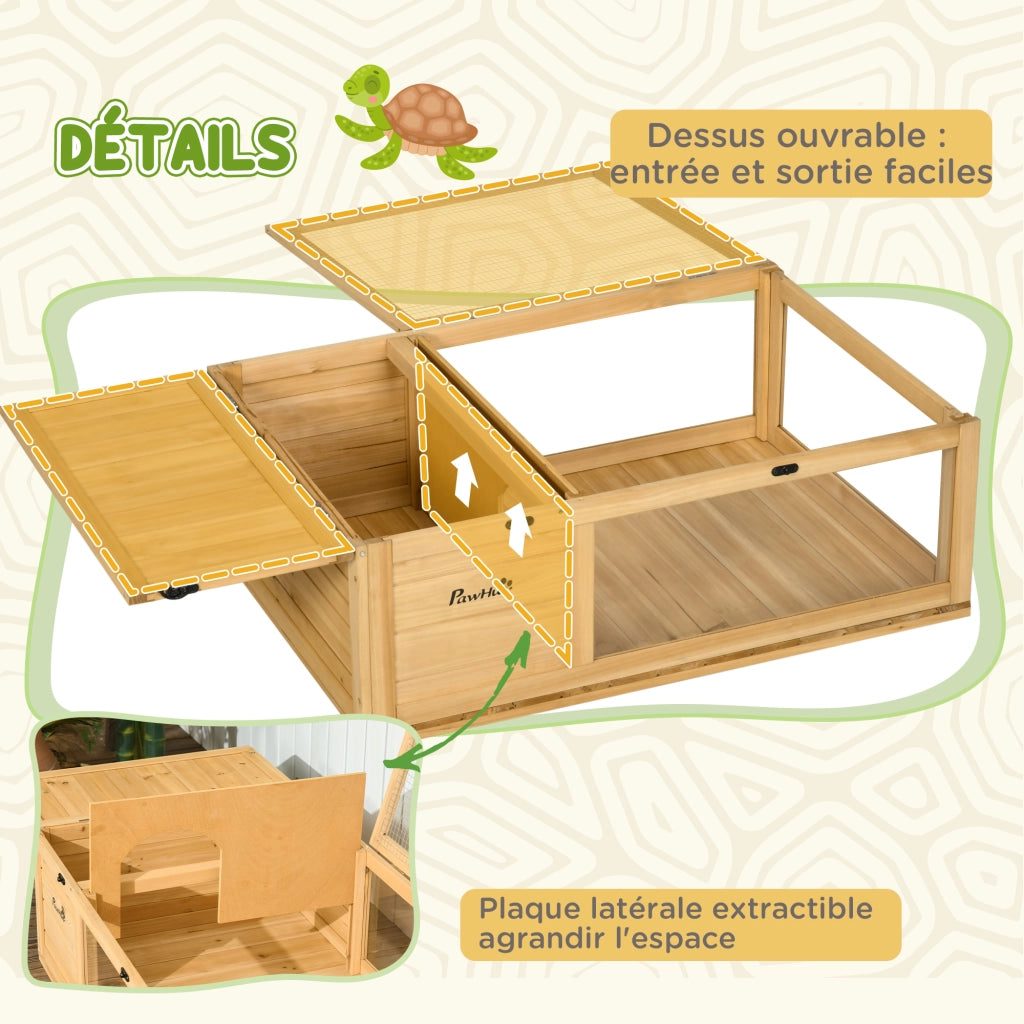 Recinto Habitat per Animali Domestici ¨C Minimal ¨C Legno Massello Giallo Chiaro 91x60.5x32 cm
