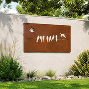 Garden Wall Decoration 105x55 Cm Corten Steel Bird Design