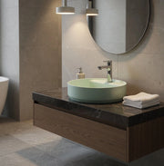 Lavabo tondo da appoggio senza troppo pieno in ceramica con foro rubinetto - Menta Opaco