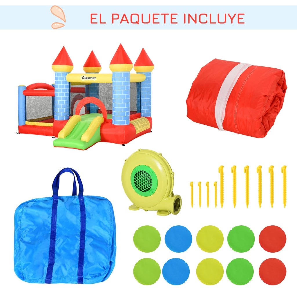 Letto Gonfiabile per Bambini con Scivolo ¨C zephmum ¨C 280x260x210 cm Multicolore
