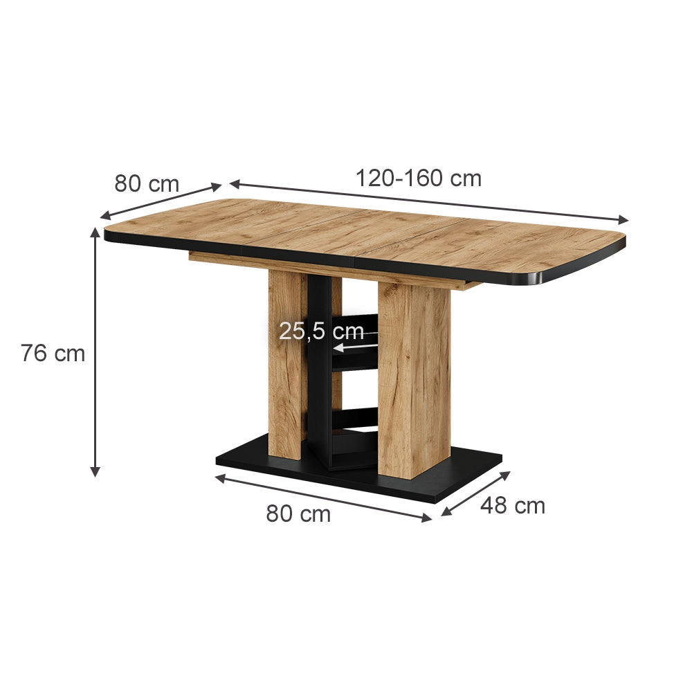 Vicco tavolo da pranzo allungabile Quercia dorata 120 x 80 cm