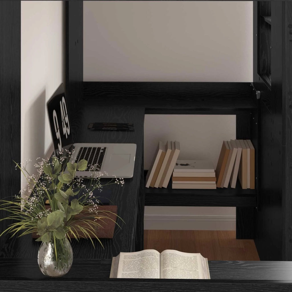 Struttura letto a castello con scrivania Rovere Nero 3410436