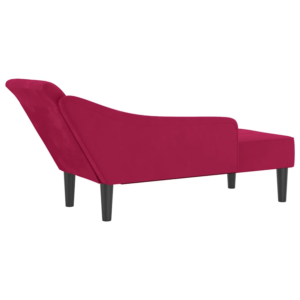 vidaXL Chaise Lounge con Cuscini Rosso Vino in Velluto
