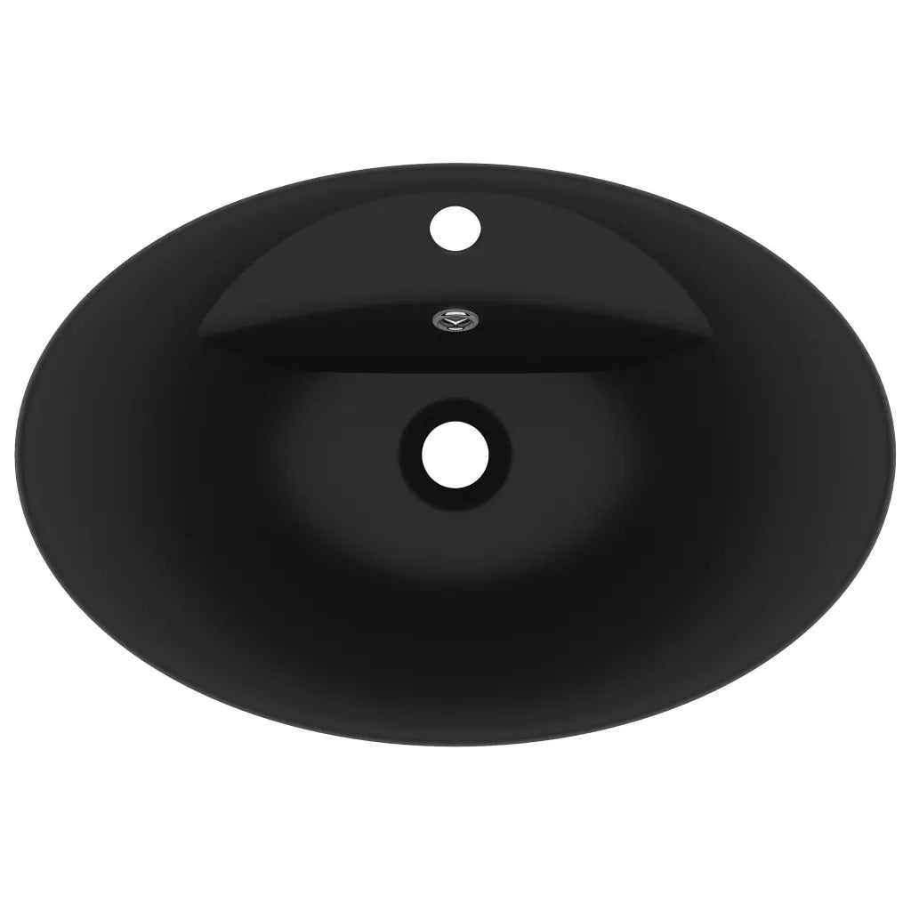 Lavandino con Troppopieno Ovale Nero Opaco 58,5x39cm Ceramica 146942