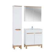 Insieme ERMANO: mobile sottolavabo 80cm + lavabo da incasso + colonna con cesto per la biancheria integrato + mobili con specchi
