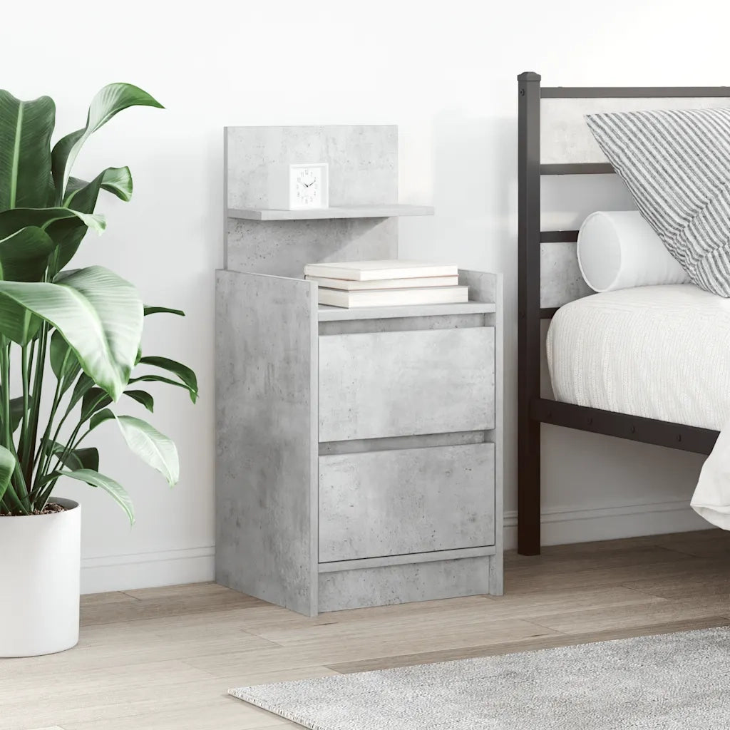 Comodini con 2 Cassetti 2 pz Grigio Cemento 38x34x80 cm 861362