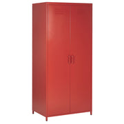 Armadio Portaoggetti Home Office Acciaio Rosso 2 Ante 4 Ripiani Design Industriale
