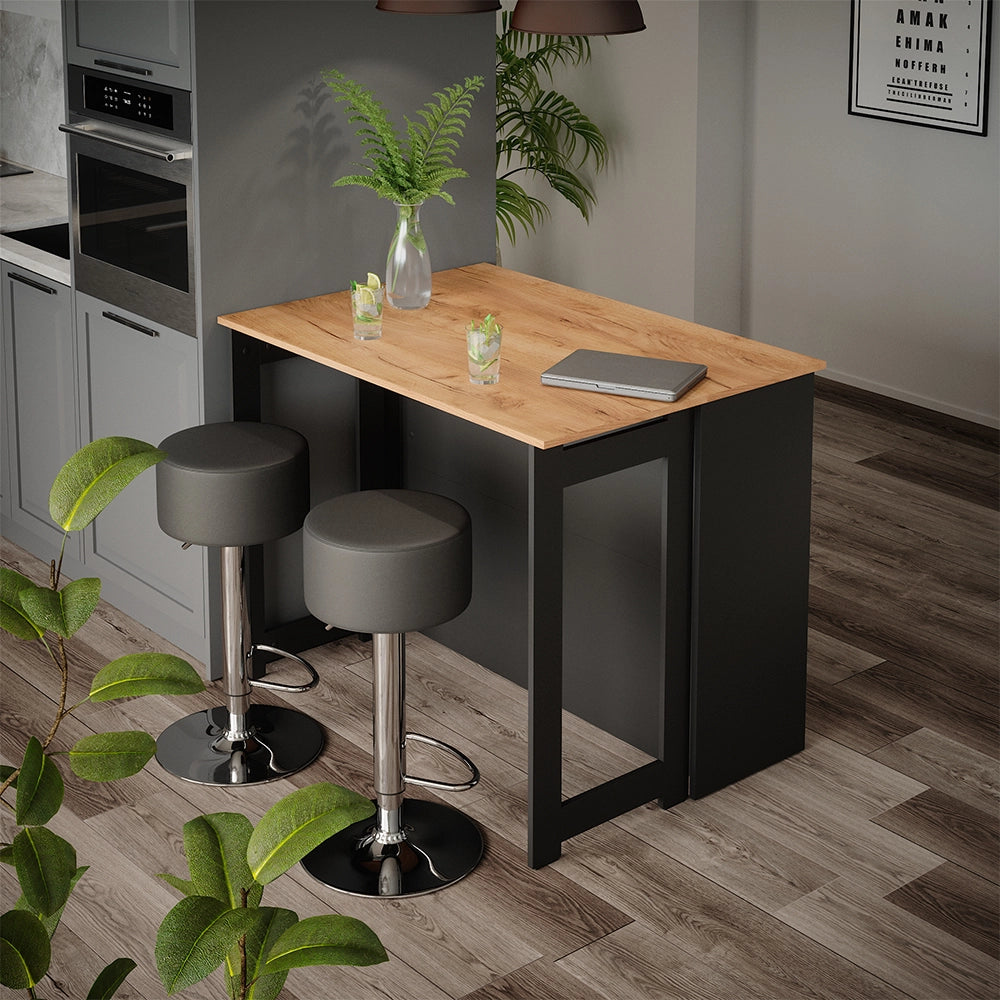 Vicco Set di tavoli da bar Quercia dorata/antracite 116 x 37 cm con 2 sgabelli da bar