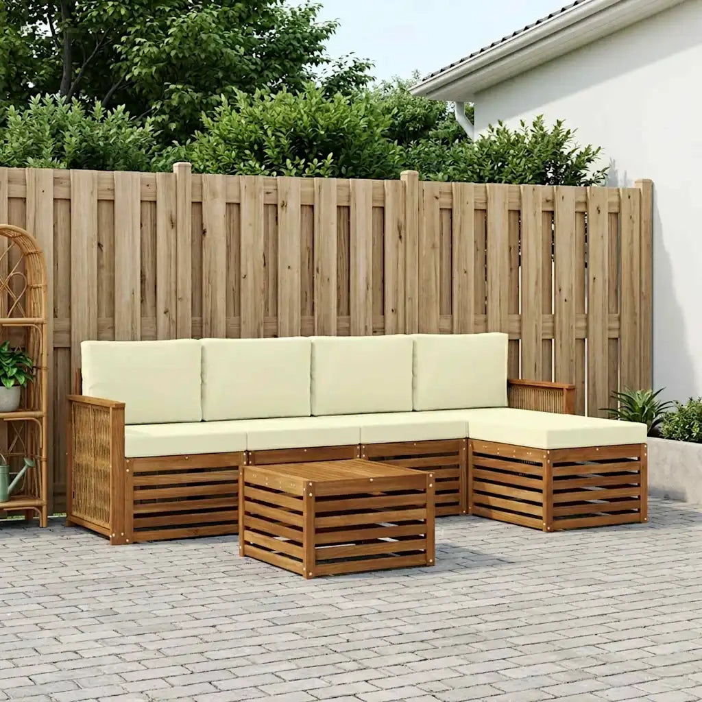 Set di divani da esterno con cuscino 6 pcs Naturale e Crema