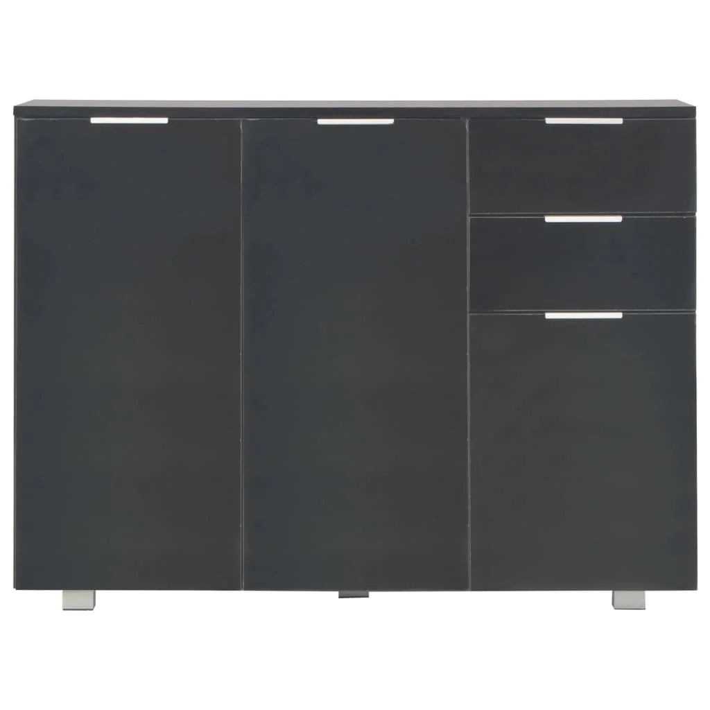 Buffet credenza cassettiera armadio mobile contenitore organizer per cucina soggiorno finitura lucida 107 x 35 x 80,5 cm nero 02_0036163