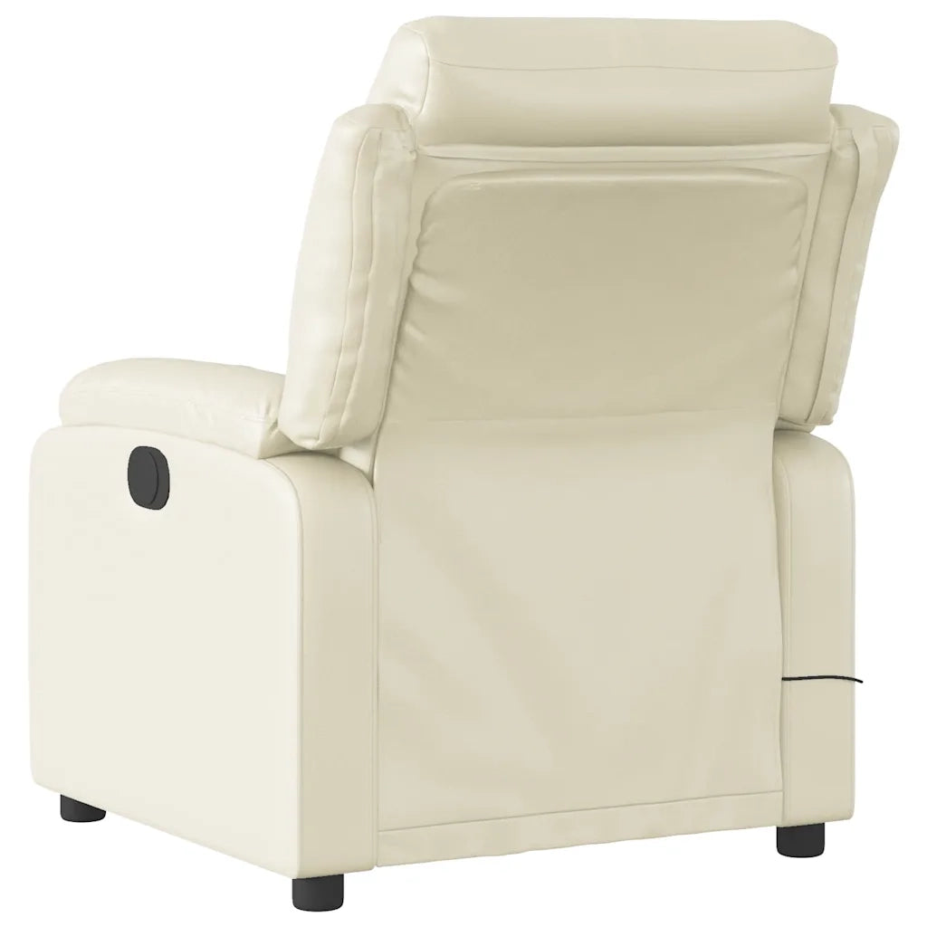 Poltrona da Massaggiante | Sedia Relax Reclinabile Crema Similpelle