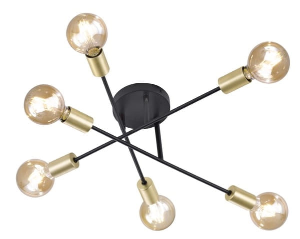 Lampadario moderno CROSS nero/oro 6xE27 metallo Trio