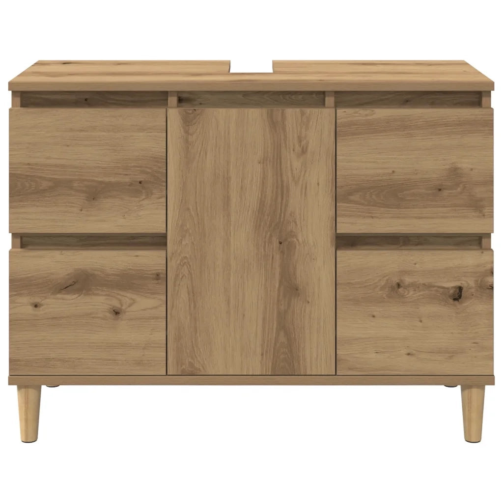 Mobile Lavabo Rovere Artigianale 80x33x60 cm Legno Multistrato 857127