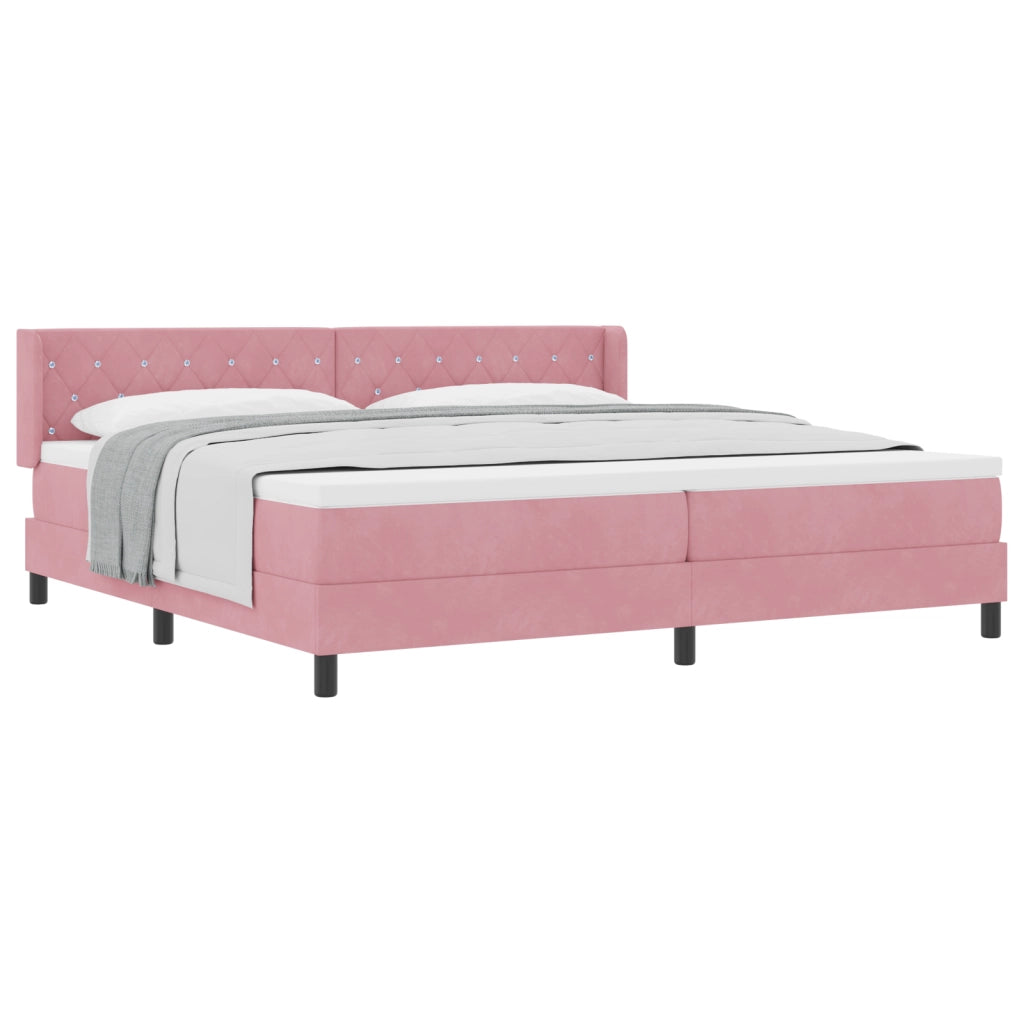 Letto a Molle con Materasso Rosa 200x200 cm Velluto