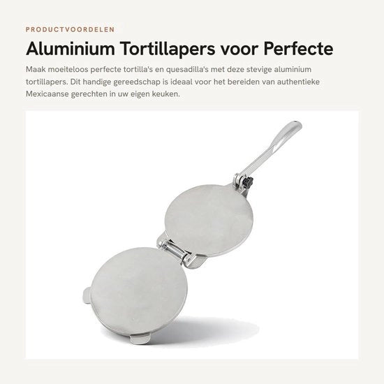 Fornitore di Tortilla - 16cm - Laminazione in Alluminio - Applicatore di Impasto - Faccia Rotante per Quesadilla - Faccia Rotante per Roti - Attrezzo Efficiente - Impastatrice a Mano