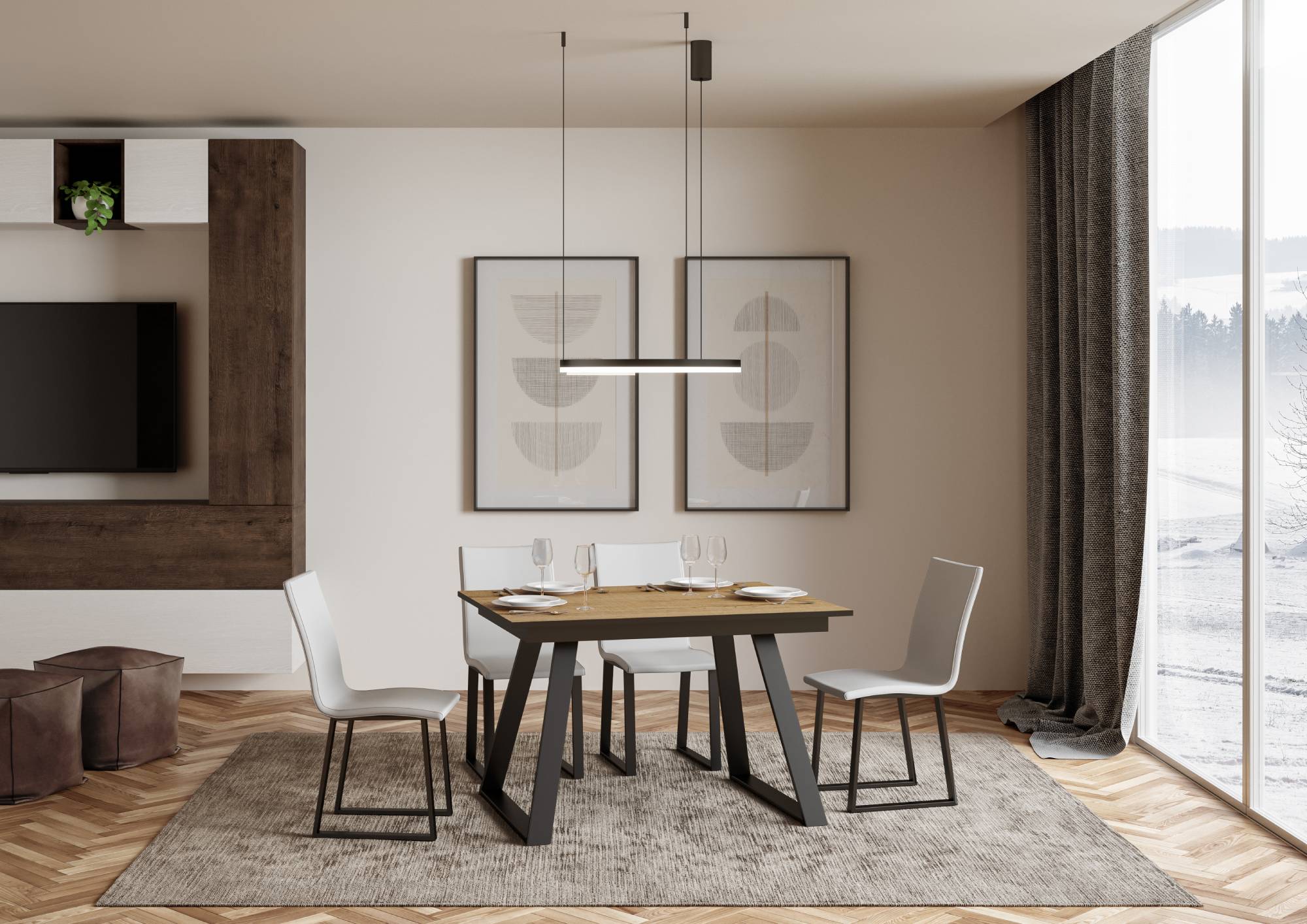 Tavolo Allungabile 120-180x90x74 cm Bernadette Quercia Naturale