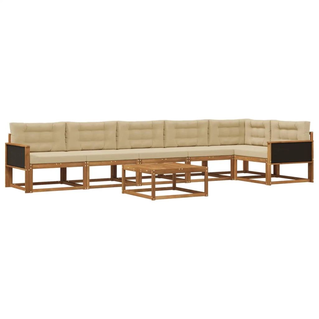Set di divani da esterno con cuscino 7 pcs Naturale e Beige 3382616