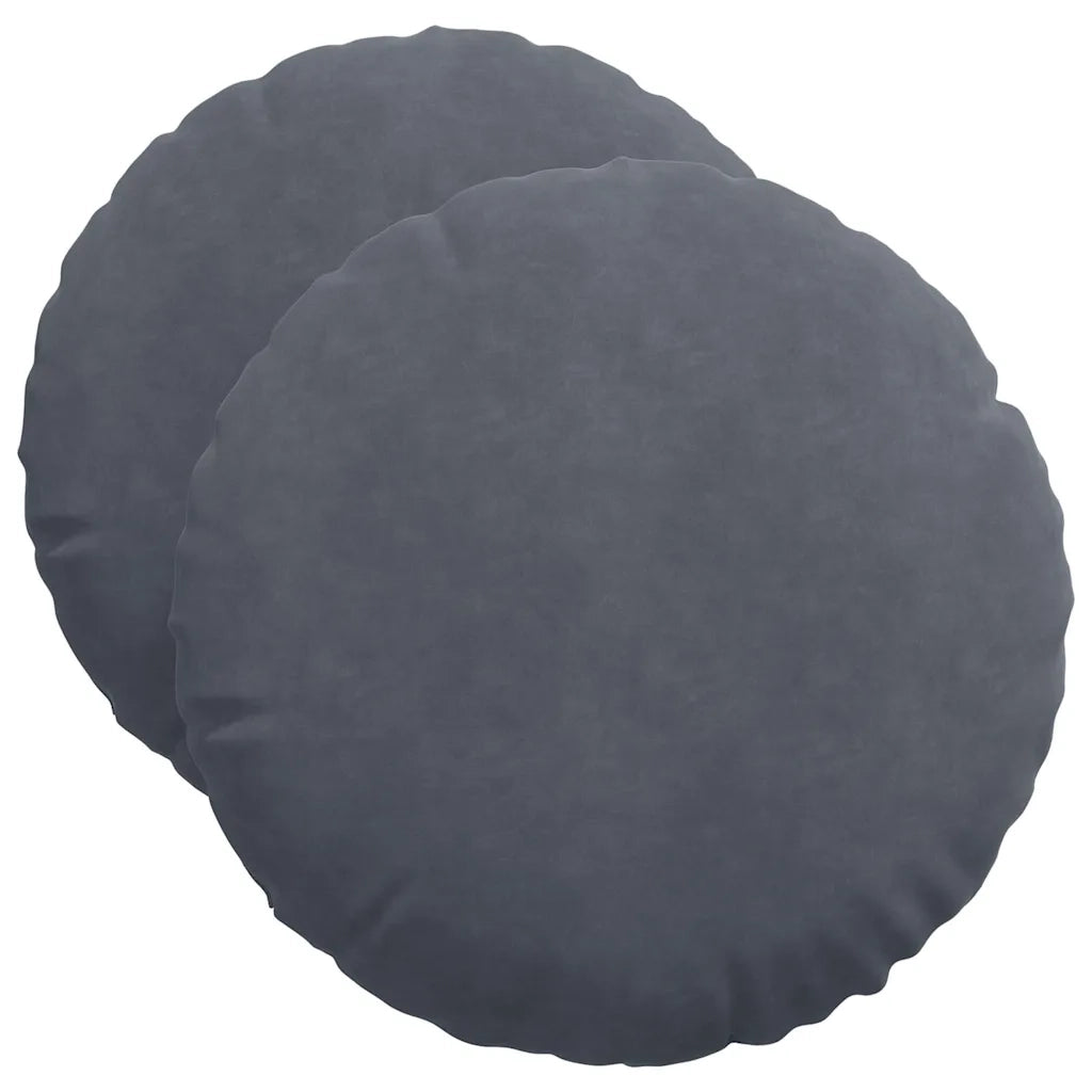 Cuscini per Seduta 2 pcs Grigio scuro Ø50 x 19 cm Velluto