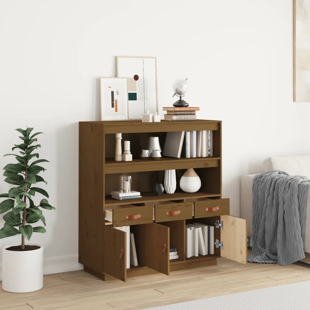 Credenza-Buffet-Armadio da cucina ambra 100x40x108,5 cm in Legno Massello di Pino