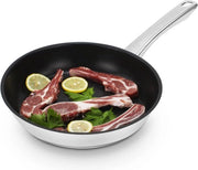 Pannini in acciaio inossidabile da 28 cm con trattamento antiscivolo senza PFOS, 18/10 acciaio inossidabile, adatto per induzione, adatto per tutte le fonti di calore, resistente al forno, resistente al lavastoviglie, duraturo, estremamente leggero