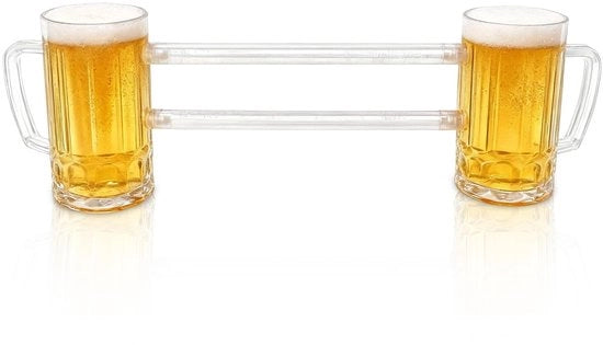 Bicchiere a Doppio Vaso Siamese - Acquario a Bicchiere - Anti Caduta - Translucido - Bicchiere da Birra con Manico - Adatto per l'Uso a Casa - 430ml