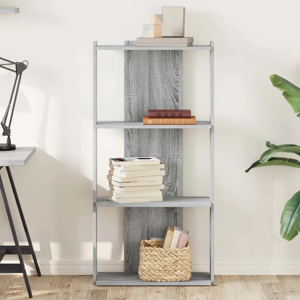 Libreria 3 Ripiani Grigio Sonoma 60x30x120cm Legno Multistrato