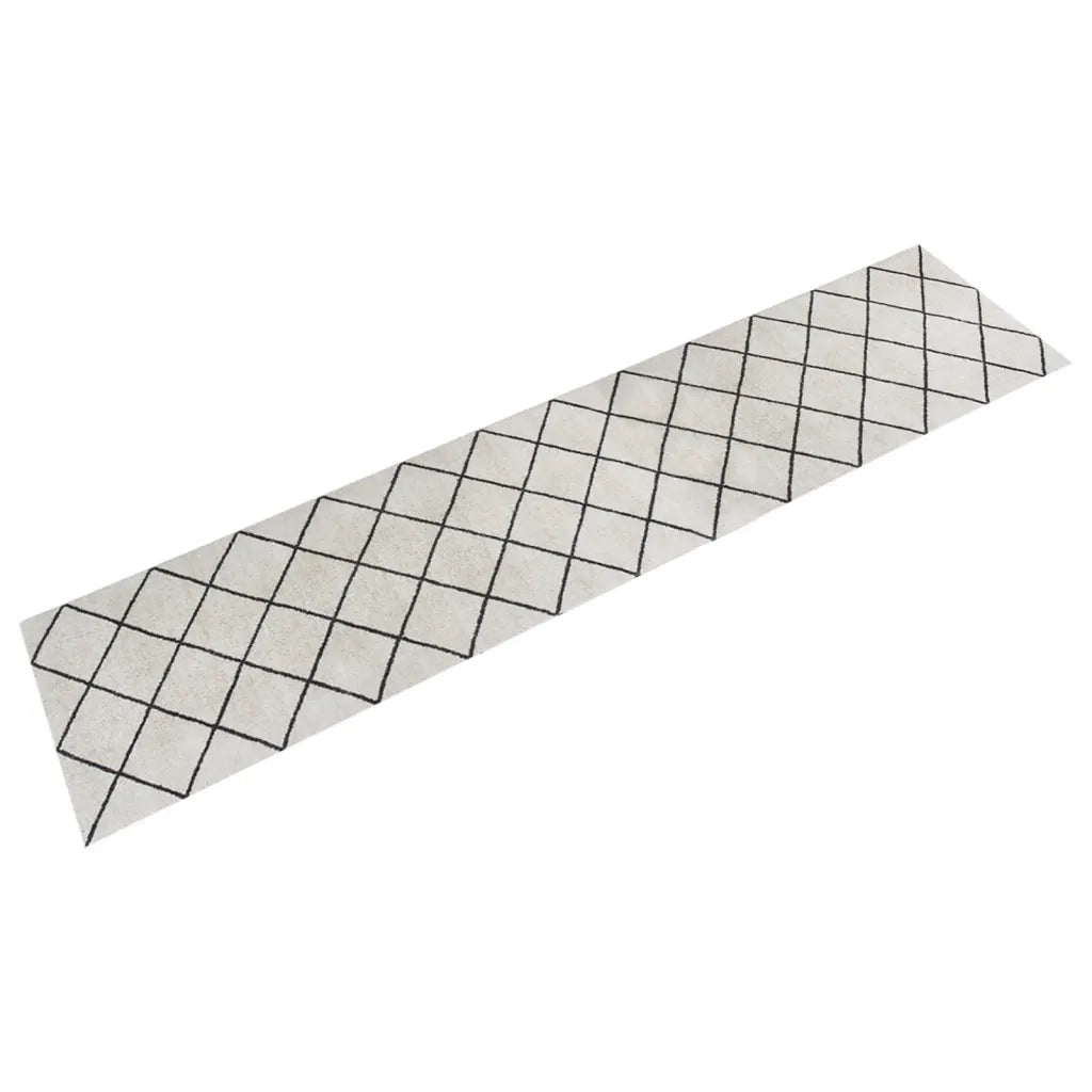 Tappetino da cucina lavabile stampa quadrata 300 x 60 cm morbido antiscivolo stile moderno velluto grigio 02_0046061