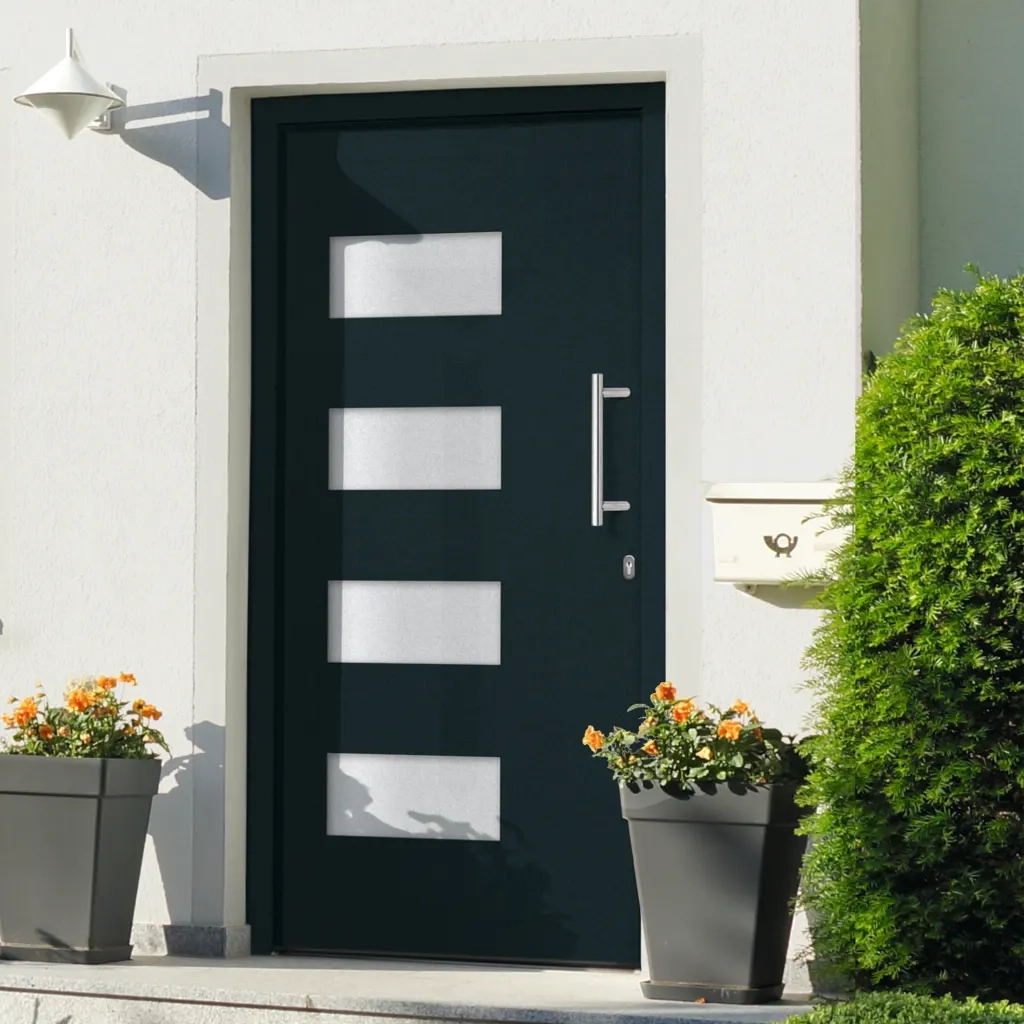 Porta d'Ingresso in Alluminio e PVC Antracite 100x200 cm 3056824