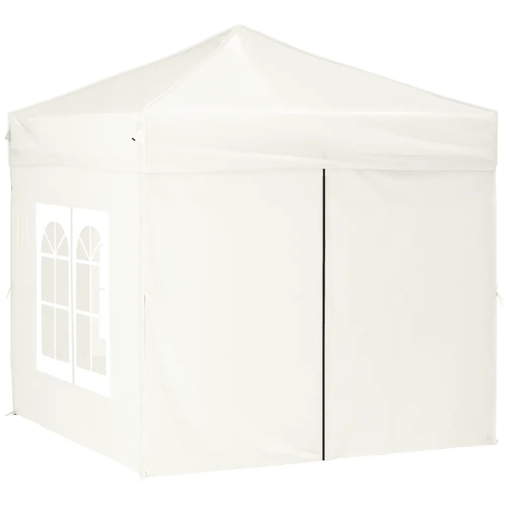 Tenda per Feste Pieghevole con Pareti Laterali-Tenda Gazebo Crema 2x2 m 430160