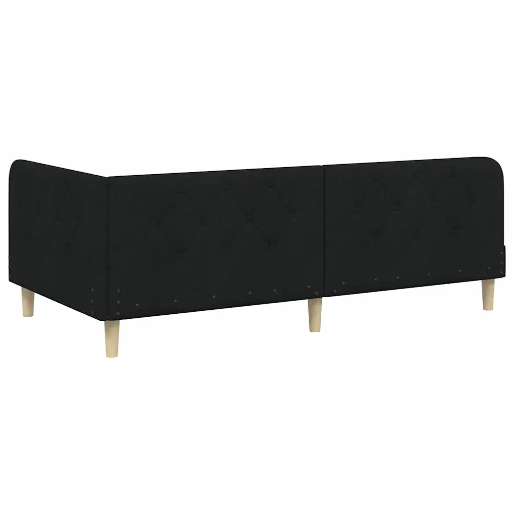 Cornice del letto ad angolo Nero 90 x 200 cm Tessuto