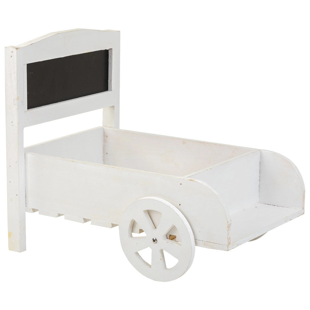 Supporto carrello portafiori in legno bianco 38x31,5x24h
