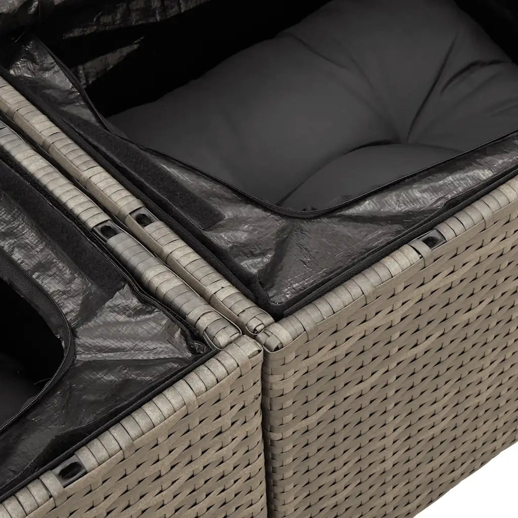 Divano da Giardino con Cuscini 2 Posti Grigio in Polyrattan 366137